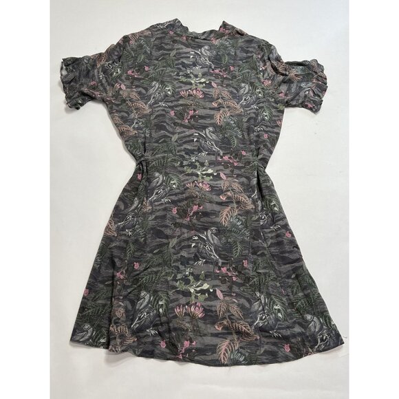 AllSaints Fay Paradeep Tropical Print Mini Dress in Black - Picture 4 of 4